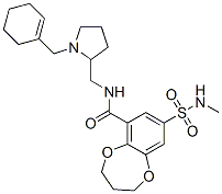 N[[1-(1-cyclohexen-1-ylmethyl)pyrrolidin-2-yl]methyl]-3,4-dihydro-8-[(methylamino)sulphonyl]-2H-benzo-1,5-dioxepin-6-carboxamide Structure