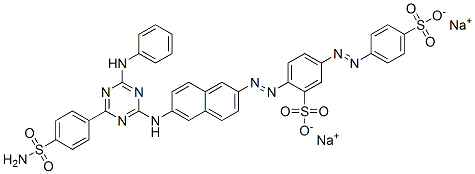 disodium 2-[[6-[[6-anilino-4-[4-sulphamoylphenyl]-1,3,5-triazin-2-yl]amino]-2-naphthyl]azo]-5-[(4-sulphonatophenyl)azo]benzenesulphonate 구조식 이미지