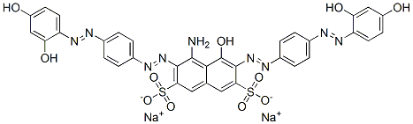 disodium 4-amino-3,6-bis[[4-[(2,4-dihydroxyphenyl)azo]phenyl]azo]-5-hydroxynaphthalene-2,7-disulphonate  Structure