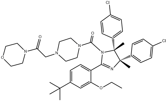 2-[4-[[(4S,5R)-4,5-bis(4-chlorophenyl)-2-[4-(1,1-dimethylethyl)-2-ethoxyphenyl]-4,5-dihydro-4,5-dimethyl-1H-imidazol-1-yl]carbonyl]-1-piperazinyl]-1-(4-morpholinyl)Ethanone 구조식 이미지