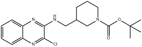 3-[(3-클로로-퀴녹살린-2-일라미노)-메틸]-피페리딘-1-카르복실산tert-부틸에스테르 구조식 이미지