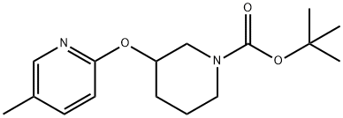 3-(5-Methyl-pyridin-2-yloxy)-piperidine-1-carboxylic acid tert-butyl ester, 98+% C16H24N2O3, MW: 292.38 Structure