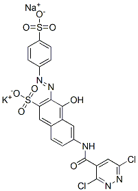 6-[[(3,6-디클로로피리다진-4-일)카르보닐]아미노]-4-히드록시-3-[(4-술포페닐)아조]나프탈렌-2-술폰산,칼륨나트륨염 구조식 이미지