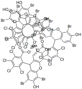 2-(2,4,5,7-테트라브로모-3,6-디하이드록시잔텐-9-일)-3,4,5,6-테트라클로로벤조산,지르코늄염 구조식 이미지