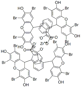 2-(2,4,5,7-테트라브로모-3,6-디하이드록시크산텐-9-일)벤조산,지르코늄염 구조식 이미지