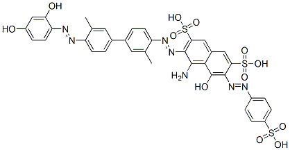 4-amino-3-[[4'-[(2,4-dihydroxyphenyl)azo]-3,3'-dimethyl[1,1'-biphenyl]-4-yl]azo]-5-hydroxy-6-[(4-sulphophenyl)azo]naphthalene-2,7-disulphonic acid Structure