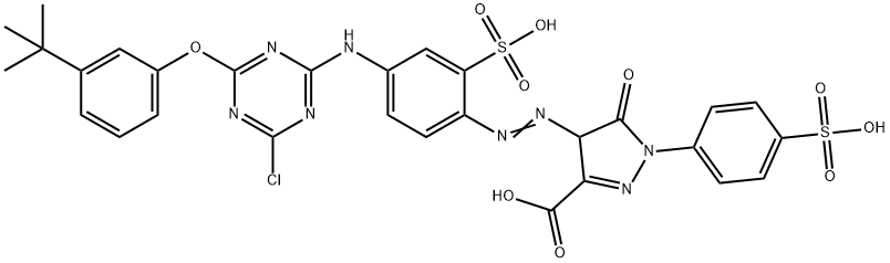 4-[[4-[[6-[3-(tert-butyl)phenoxy]-4-chloro-1,3,5-triazin-2-yl]amino]-2-sulphophenyl]azo]-4,5-dihydro-5-oxo-1-(4-sulphophenyl)-1H-pyrazole-3-carboxylic acid Structure