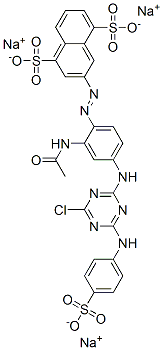 trisodium 3-[[2-(acetylamino)-4-[[4-chloro-6-[(4-sulphonatophenyl)amino]-1,3,5-triazin-2-yl]amino]phenyl]azo]naphthalene-1,5-disulphonate Structure