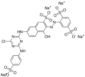 tetrasodium 2-[[6-[[4-chloro-6-[(4-sulphonatophenyl)amino]-1,3,5-triazin-2-yl]amino]-1-hydroxy-3-sulphonato-2-naphthyl]azo]benzene-1,4-disulphonate 구조식 이미지