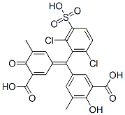 5-[(3-carboxy-5-methyl-4-oxo-2,5-cyclohexadien-1-ylidene)(2,6-dichlorosulphophenyl)methyl]-3-methylsalicylic acid Structure