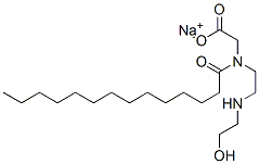 sodium N-[2-[[2-hydroxyethyl]amino]ethyl]-N-(1-oxotetradecyl)glycinate Structure