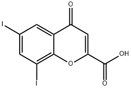 6,8-diiodo-4-oxo-4H-1-benzopyran-2-carboxylic acid 구조식 이미지