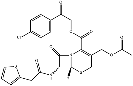 2-(p-chlorophenyl)-2-oxoethyl (6R-trans)-3-(acetoxymethyl)-8-oxo-7-(2-thienylacetamido)-5-thia-1-azabicyclo[4.2.0]oct-2-ene-2-carboxylate 구조식 이미지