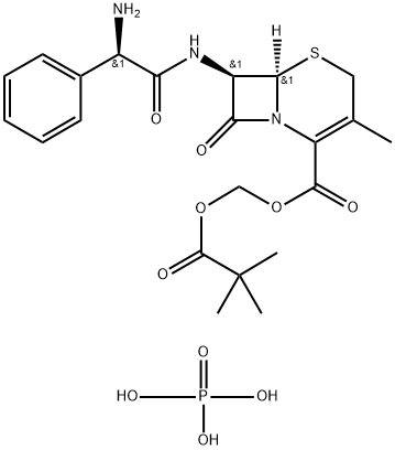 (pivaloyloxy)methyl [6R-[6alpha,7beta(R*)]]-7-[(aminophenylacetyl)amino]-3-methyl-8-oxo-5-thia-1-azabicyclo[4.2.0]oct-2-ene-2-carboxylate phosphate Structure