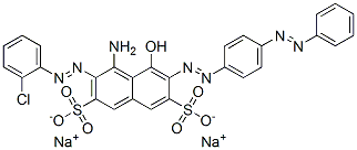 4-amino-3-[(2-chlorophenyl)azo]-5-hydroxy-6-[[4-(phenylazo)phenyl]azo]naphthalene-2,7-disulphonic acid, sodium salt 구조식 이미지