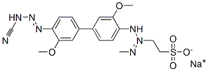 sodium 2-[3-[4'-(3-cyanotriazen-1-yl)-3,3'-dimethoxy[1,1'-biphenyl]-4-yl]-1-methyltriazen-2-yl]ethanesulphonate Structure