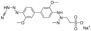 sodium 2-[3-[4'-(3-cyanotriazen-1-yl)-3,3'-dimethoxy[1,1'-biphenyl]-4-yl]-1-methyltriazen-2-yl]ethanesulphonate 구조식 이미지