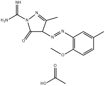 4,5-dihydro-4-[(2-methoxy-5-methylphenyl)azo]-3-methyl-5-oxo-1H-pyrazole-1-carboxamidine monoacetate 구조식 이미지
