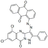 1-[(5,7-dichloro-1,9-dihydro-9-oxo-2-phenylpyrazolo[5,1-b]quinazolin-3-yl)azo]anthraquinone 구조식 이미지