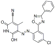 5-[[4-chloro-2-(3-phenyl-1,2,4-oxadiazol-5-yl)phenyl]azo]-1,2-dihydro-6-hydroxy-4-methyl-2-oxonicotinonitrile 구조식 이미지