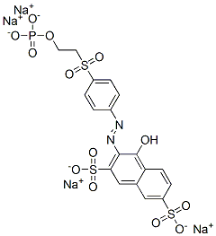 4-hydroxy-3-[[4-[[2-(phosphonooxy)ethyl]sulphonyl]phenyl]azo]naphthalene-2,7-disulphonic acid, sodium salt Structure