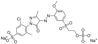 5-chloro-6-[4,5-dihydro-4-[[2-methoxy-5-[[2-(sulphooxy)ethyl]sulphonyl]phenyl]azo]-3-methyl-5-oxo-1H-pyrazol-1-yl]toluene-3-sulphonic acid, sodium salt Structure