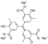 5-[(3-carboxy-4-hydroxy-5-tolyl)(3-carboxy-5-methyl-4-oxo-2,5-cyclohexadien-1-ylidene)methyl]-3-methyl-salicylic acid, sodium salt Structure