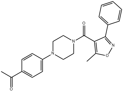 1-(4-(4-(5-Methyl-3-phenylisoxazole-4-carbonyl)piperazin-1-yl)phenyl)ethanone 구조식 이미지