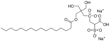 disodium 4-[2,2-bis(hydroxymethyl)-3-[(1-oxohexadecyl)oxy]propyl] 2-sulphonatosuccinate 구조식 이미지