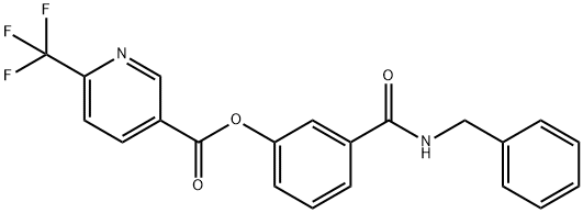 3-PYRIDINECARBOXYLIC ACID, 6-(TRIFLUOROMETHYL)-, 3-[[(PHENYLMETHYL)AMINO]CARBONYL]PHENYL ESTER Structure