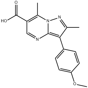 3-(4-METHOXYPHENYL)-2,7-DIMETHYL-PYRAZOLO[1,5-A]PYRIMIDINE-6-CARBOXYLIC ACID 구조식 이미지