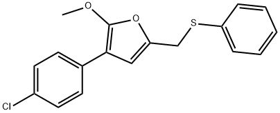3-(4-CHLORO-PHENYL)-2-METHOXY-5-PHENYLSULFANYLMETHYL-FURAN Structure