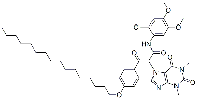 N-(2-chloro-4,5-dimethoxyphenyl)-alpha-[4-(hexadecyloxy)benzoyl]-1,2,3,6-tetrahydro-1,3-dimethyl-2,6-dioxo-7H-purine-7-acetamide 구조식 이미지
