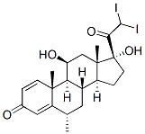 11beta,17-dihydroxy-21,21-diiodo-6alpha-methylpregna-1,4-diene-3,20-dione 구조식 이미지