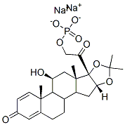 Pregna-1,4-diene-3,20-dione, 11-hydroxy-16,17-[(1-methylethylidene)bis(oxy)]-21-(phosphonooxy)-, disodium salt, (11beta,16beta)- Structure