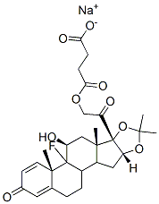 Pregna-1,4-diene-3,20-dione, 21-(3-carboxy-1-oxopropoxy)-9-fluoro-11-hydroxy-16,17-[(1-methylethylidene)bis(oxy)]-, monosodium salt, (11beta,16beta)-  Structure