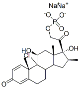 Pregna-1,4-diene-3,20-dione, 9-chloro-11,17-dihydroxy-16-methyl-21-(phosphonooxy)-, disodium salt, (11beta,16beta)- Structure