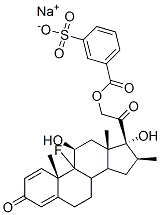 Pregna-1,4-diene-3,20-dione, 9-fluoro-11,17-dihydroxy-16-methyl-21-[(3-sulfobenzoyl)oxy]-, monosodium salt, (11beta,16beta)-  구조식 이미지