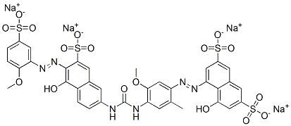 tetrasodium 4-hydroxy-5-[[4-[[[[5-hydroxy-6-[(2-methoxy-5-sulphonatophenyl)azo]-7-sulphonato-2-naphthyl]amino]carbonyl]amino]-5-methoxy-o-tolyl]azo]naphthalene-2,7-disulphonate Structure