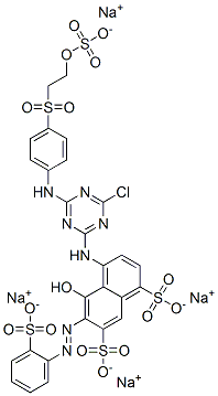 4-[[4-chloro-6-[[4-[[2-(sulphooxy)ethyl]sulphonyl]phenyl]amino]-1,3,5-triazin-2-yl]amino]-5-hydroxy-6-[(2-sulphophenyl)azo]naphthalene-1,7-disulphonic acid, sodium salt 구조식 이미지