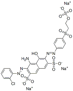 4-amino-3-[(2-chlorophenyl)azo]-5-hydroxy-6-[[4-[[2-(sulphooxy)ethyl]sulphonyl]phenyl]azo]naphthalene-2,7-disulphonic acid, sodium salt 구조식 이미지