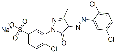 sodium 4-chloro-3-[4-[(2,5-dichlorophenyl)azo]-4,5-dihydro-3-methyl-5-oxo-1H-pyrazol-1-yl]benzenesulphonate 구조식 이미지
