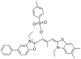 3-ethyl-2-[3-(3-ethyl-5,6-dimethyl-3H-benzothiazol-2-ylidene)-2-methylprop-1-enyl]-5-phenylbenzoxazolium p-toluenesulphonate Structure