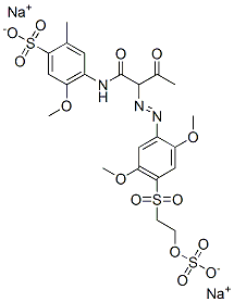 4-[[2-[[2,5-dimethoxy-4-[[2-(sulphooxy)ethyl]sulphonyl]phenyl]azo]-1,3-dioxobutyl]amino]-5-methoxy-2-methylbenzenesulphonic acid, sodium salt 구조식 이미지