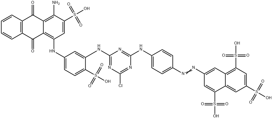 7-[[4-[[4-[[5-[(4-amino-9,10-dihydro-9,10-dioxo-3-sulpho-1-anthryl)amino]-2-sulphophenyl]amino]-6-chloro-1,3,5-triazin-2-yl]amino]phenyl]azo]naphthalene-1,3,5-trisulphonic acid 구조식 이미지