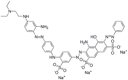 trisodium 4-amino-3-[[4-[[4-[[2-amino-4-[[2-(diethylamino)ethyl]amino]phenyl]azo]phenyl]amino]-3-sulphonatophenyl]azo]-5-hydroxy-6-(phenylazo)naphthalene-2,7-disulphonate 구조식 이미지