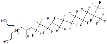 bis(2-hydroxyethyl)methyl[4,4,5,5,6,6,7,7,8,8,9,9,10,10,11,11,12,12,13,13,14,15,15,15-tetracosafluoro-2-hydroxy-14-(trifluoromethyl)pentadecyl]ammonium iodide Structure