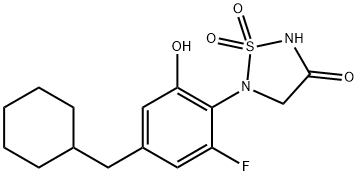 5-[4-(Cyclohexylmethyl)-2-fluoro-6-hydroxyphenyl]-1,2,5-thiadiazolidin-3-one 1,1-dioxide 구조식 이미지