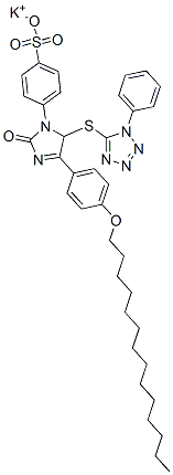 potassium 4-[2,5-dihydro-2-oxo-5-[(1-phenyl-1H-tetraazol-5-yl)thio]-4-[4-(tetradecyloxy)phenyl]-1H-imidazol-1-yl]benzenesulphonate 구조식 이미지