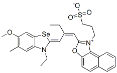 2-[2-[(3-ethyl-6-methoxy-5-methyl-(3H)-benzoselenazol-2-ylidene)methyl]-1-butenyl]-1-(3-sulphonatopropyl)naphth[1,2-d]oxazolium Structure